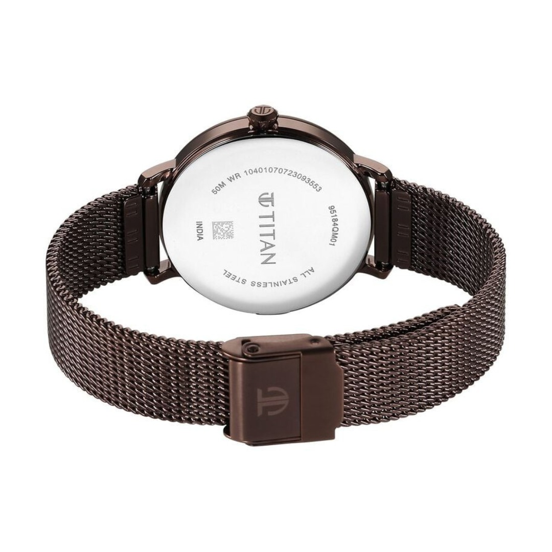 Titan Workwear Quartz Analog Black Dial Watch for Women - 95184QM01 - KRISHNA WATCH COMPANY