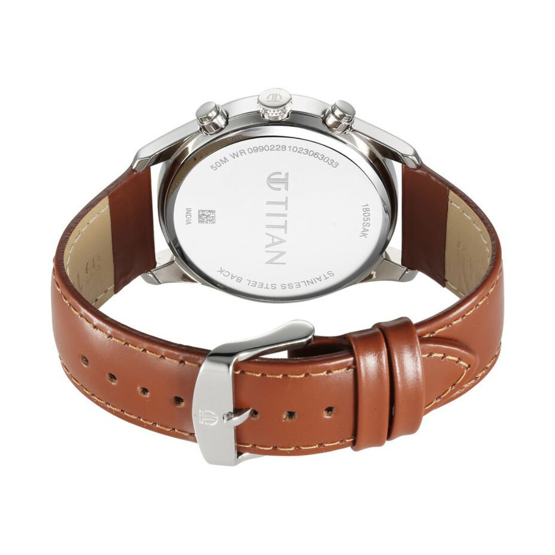 Titan Leather Strap Watch for Men 1805SL11 - KRISHNA WATCH COMPANY