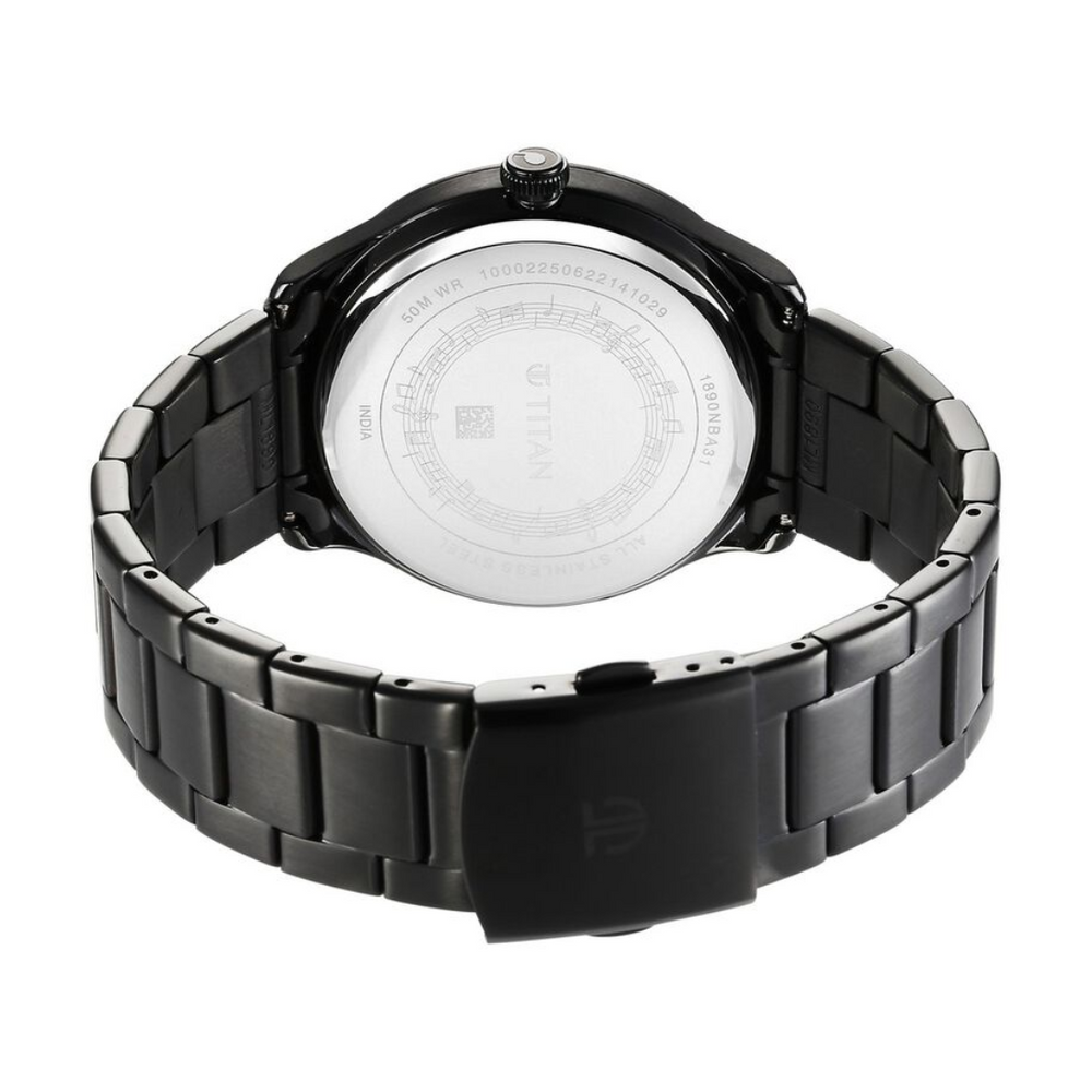 Titan Quartet Black Dial Analog Stainless Steel Strap watch for Men NS1890NM01 - KRISHNA WATCH COMPANY