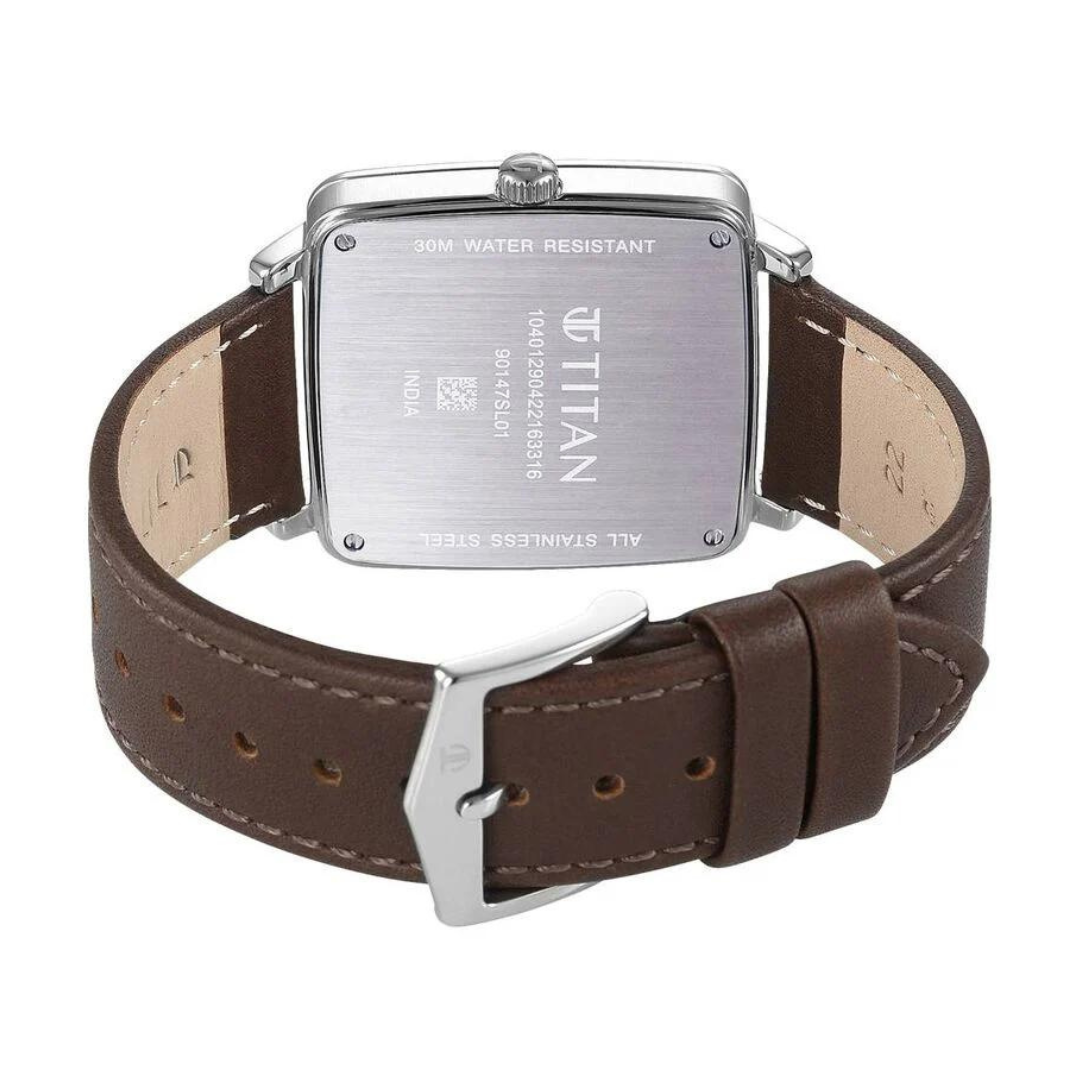 Titan Avant Garde Quartz Multifunction Silver Dial Leather Strap watch for Men 90147SL01 - KRISHNA WATCH COMPANY