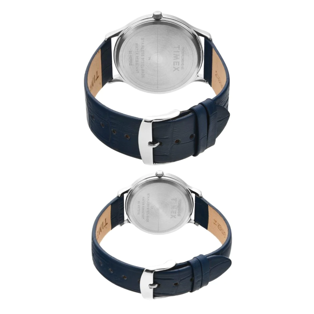 Timex Pairs Silver Round Analog Brass Dial Watch- TW00PR298 - KRISHNA WATCH COMPANY