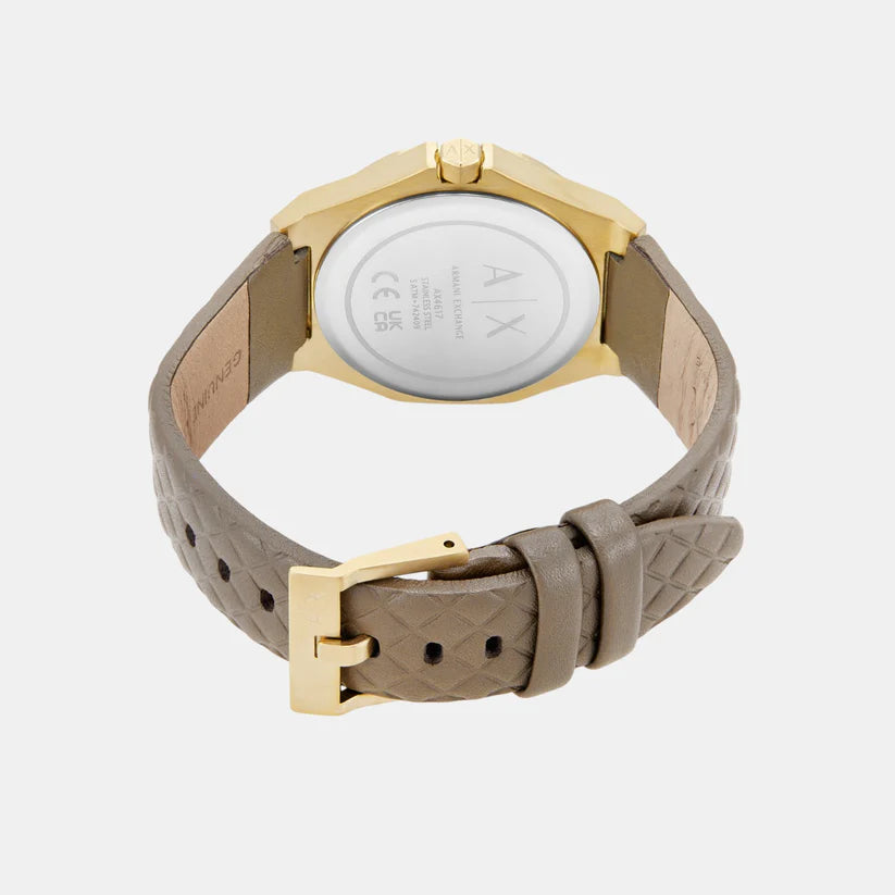Armani Exchange Women Quartz Gold Dial Analog Leather Watch - AX4617 - KRISHNA WATCH COMPANY