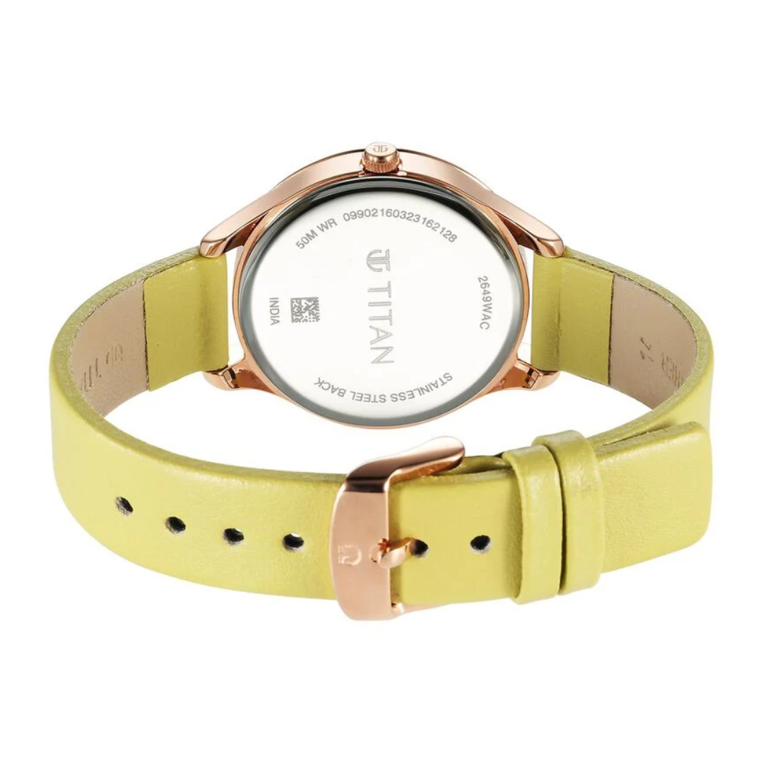 Titan Workwear Green Leather Strap watch for Women 2649WL03 - KRISHNA WATCH COMPANY