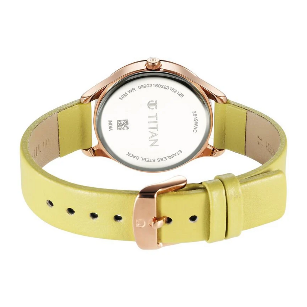 Titan Workwear Green Leather Strap watch for Women 2649WL03 - KRISHNA WATCH COMPANY
