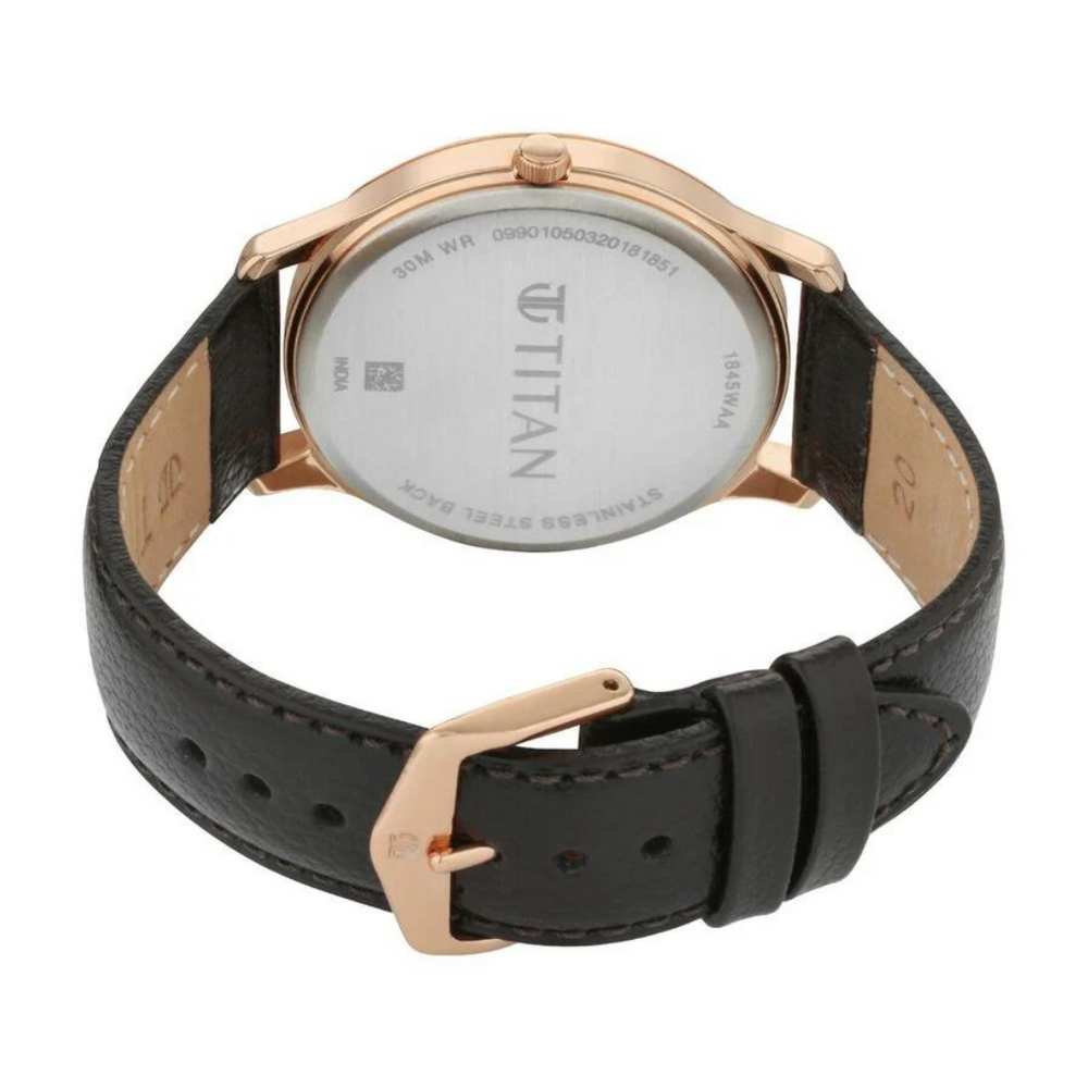Titan Lagan White Dial Analog Day/Date Leather Strap Watch for Men 1845WL01 - KRISHNA WATCH COMPANY