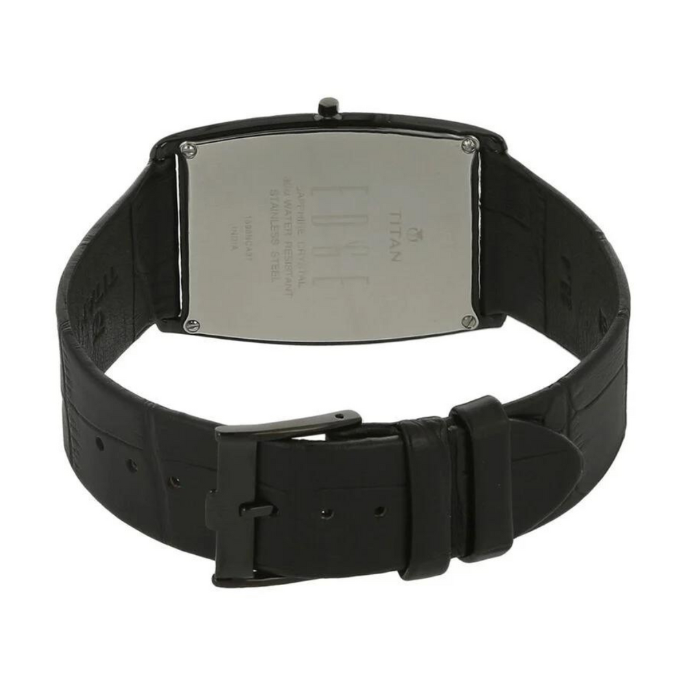 Titan Edge Black Dial Analog Leather Strap watch for Men - 1596NL01 - KRISHNA WATCH COMPANY