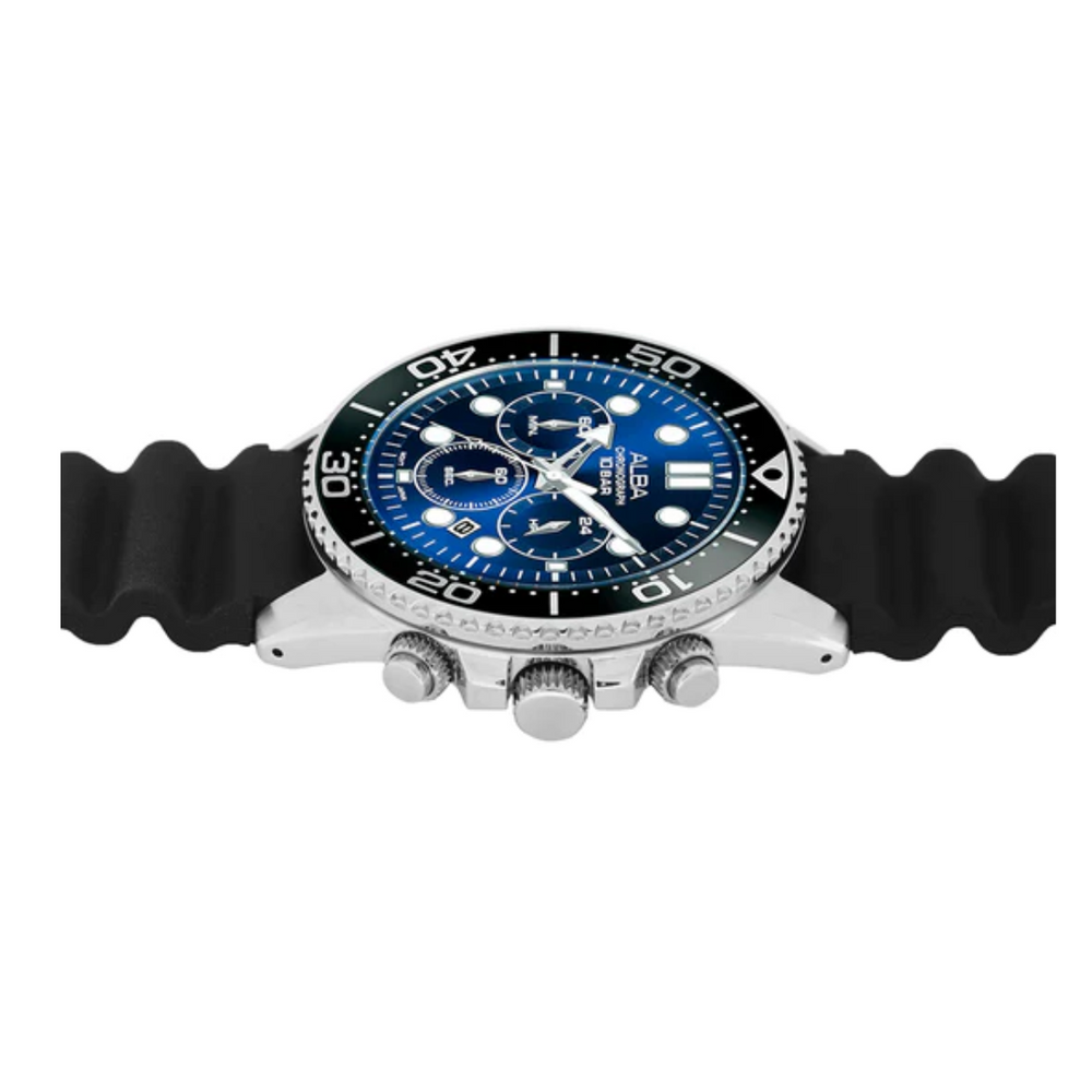 Alba Cobalt Blue Dial with Black Bezel Chronograph AT3J47X1 - KRISHNA WATCH COMPANY