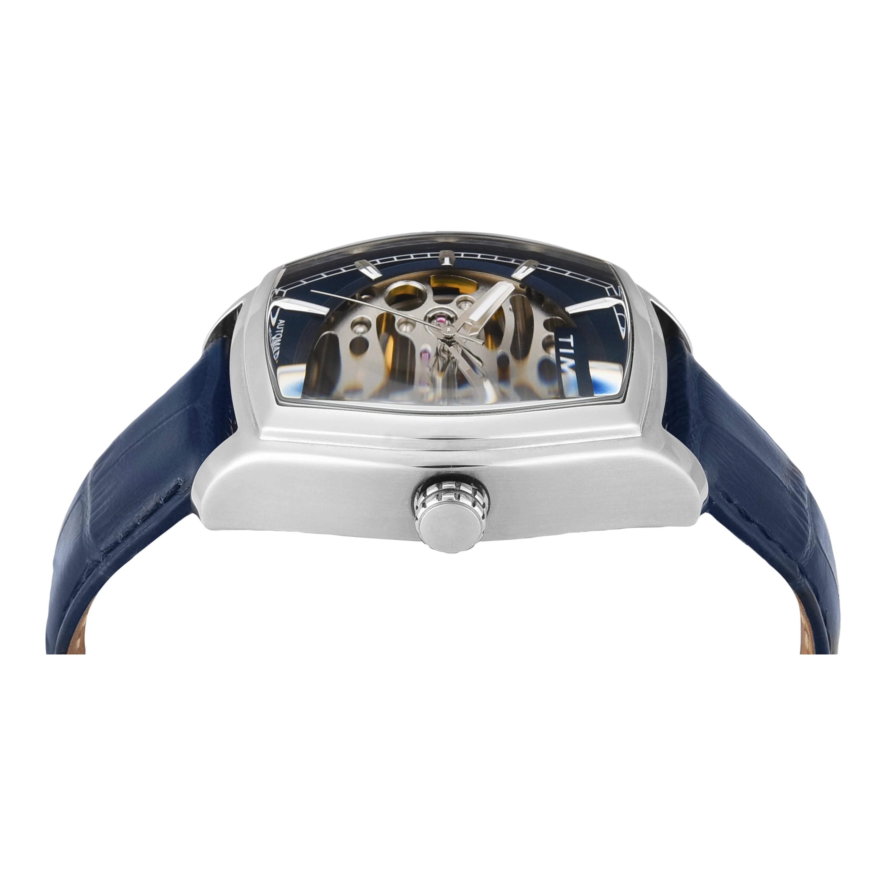 Timex Automatic Blue Tonneau Dial Croco Strap Men's Watch - TWEG25900 - KRISHNA WATCH COMPANY