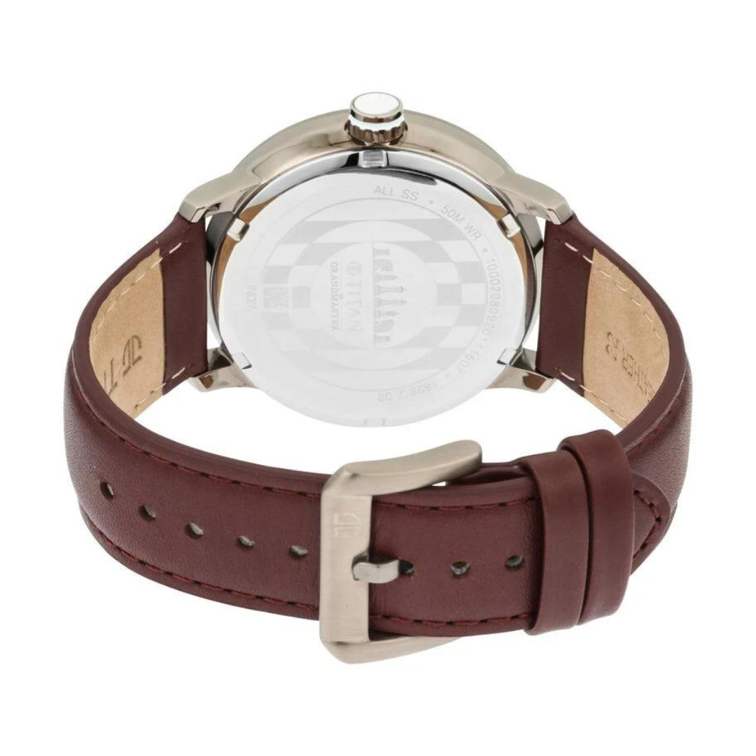 Titan Grandmaster Leather Strap Watch for Men 1828QL02 - KRISHNA WATCH COMPANY
