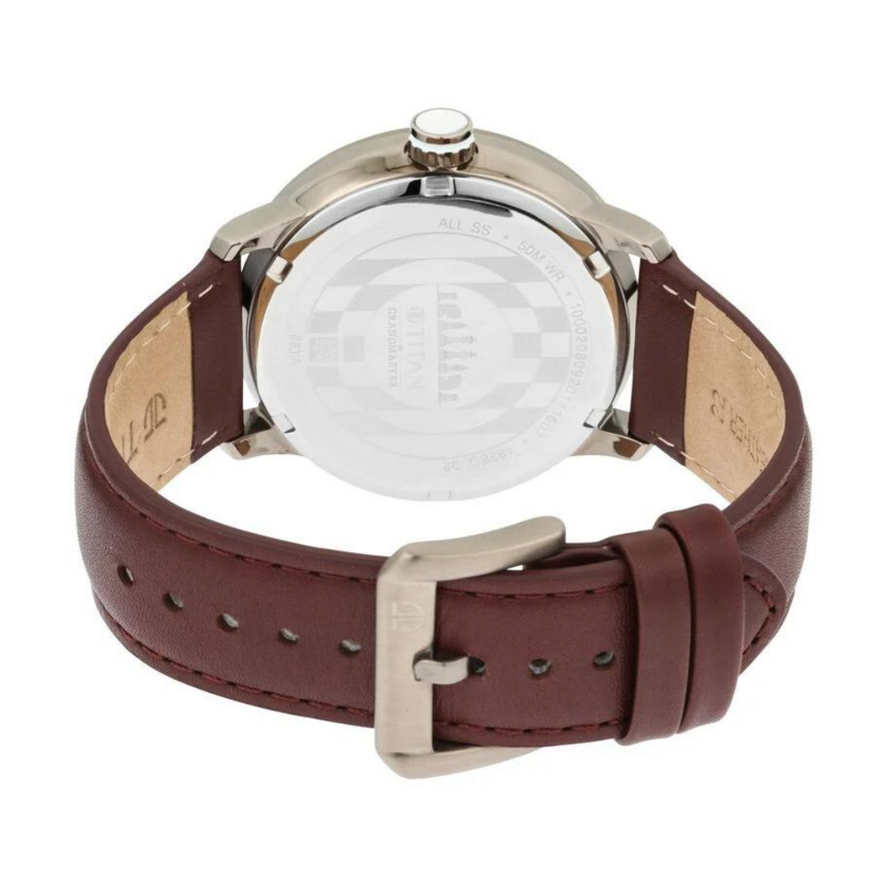 Titan Grandmaster Leather Strap Watch for Men 1828QL02 - KRISHNA WATCH COMPANY