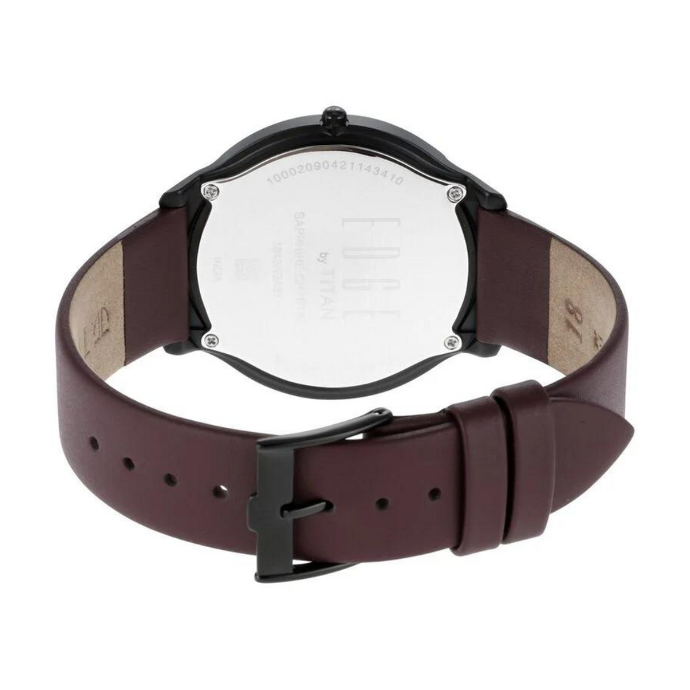 Titan Edge Baseline Black Dial Analog Leather Strap watch for Men 1843NL01 - KRISHNA WATCH COMPANY