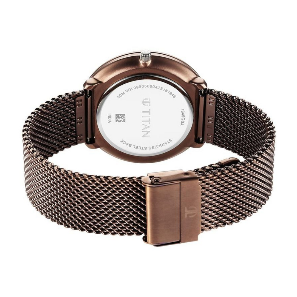 Titan Neo Splash Quartz Analog with Date Brown Dial Stainless Steel Strap Watch for Men 1849KM04 - KRISHNA WATCH COMPANY