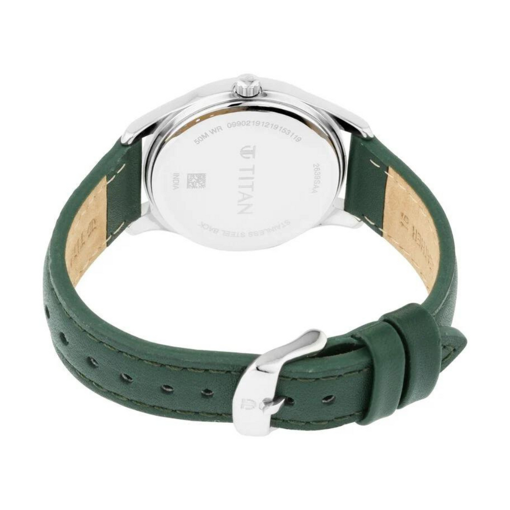 Titan Workwear White Dial Analog Leather Strap watch for Women 2639SL04 (DK482) - KRISHNA WATCH COMPANY