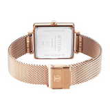 Titan Minimalists Quartz Analog with Date Silver Dial Rose Gold Stainless Steel Strap Watch for Women 94205wm01