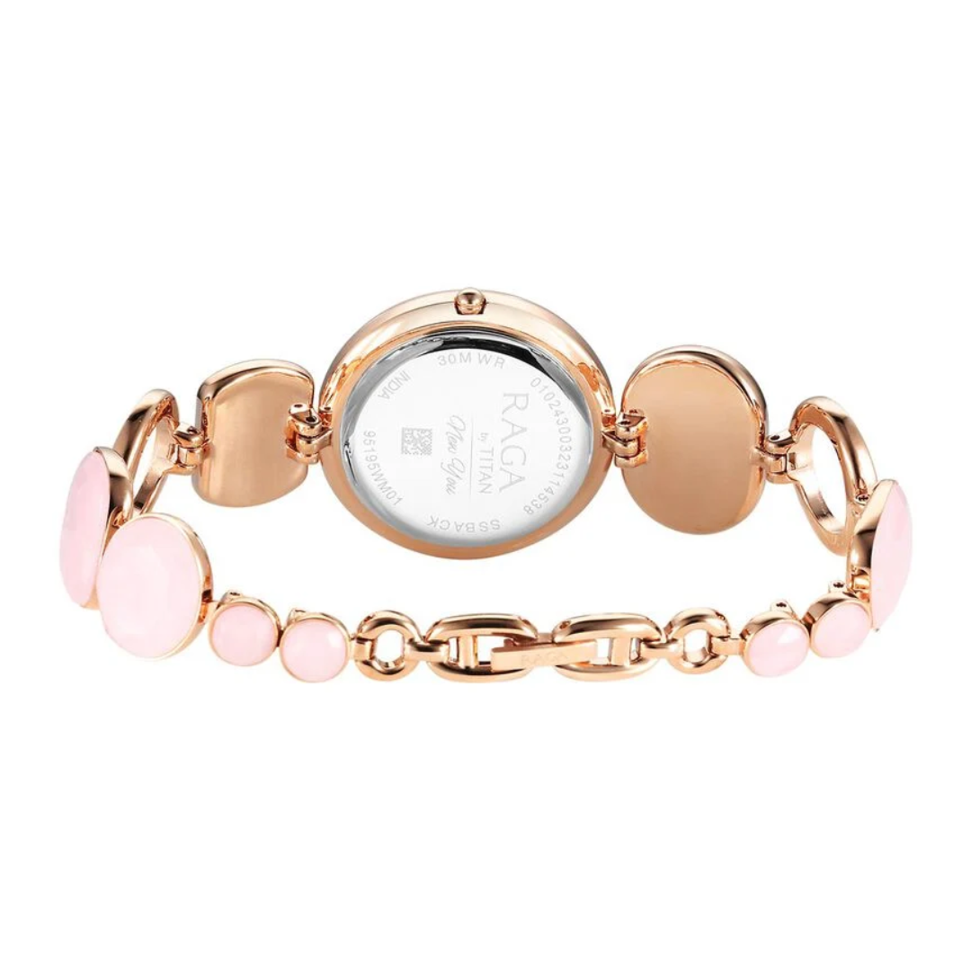 Titan Raga New You Quartz Analog Mother Of Pearl Dial Metal Strap Watch for Women 95195WM01 / NS95195WM01 - KRISHNA WATCH COMPANY