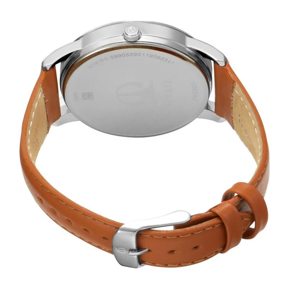 Titan Workwear Blue Dial Analog with Date Leather Strap watch for Men 1806SL02 - KRISHNA WATCH COMPANY