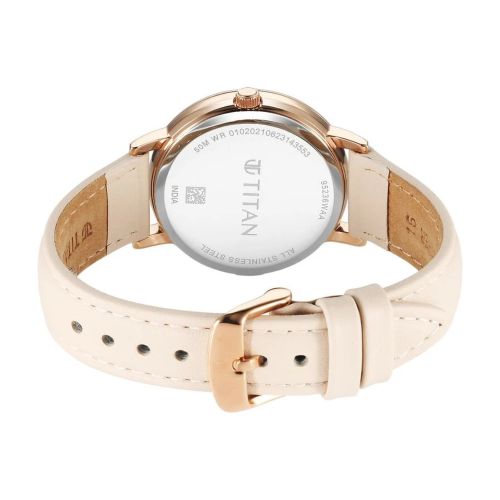 Titan Purple Style Up Quartz Analog Pink Dial Leather Strap Watch for Women 95236WL01 - KRISHNA WATCH COMPANY