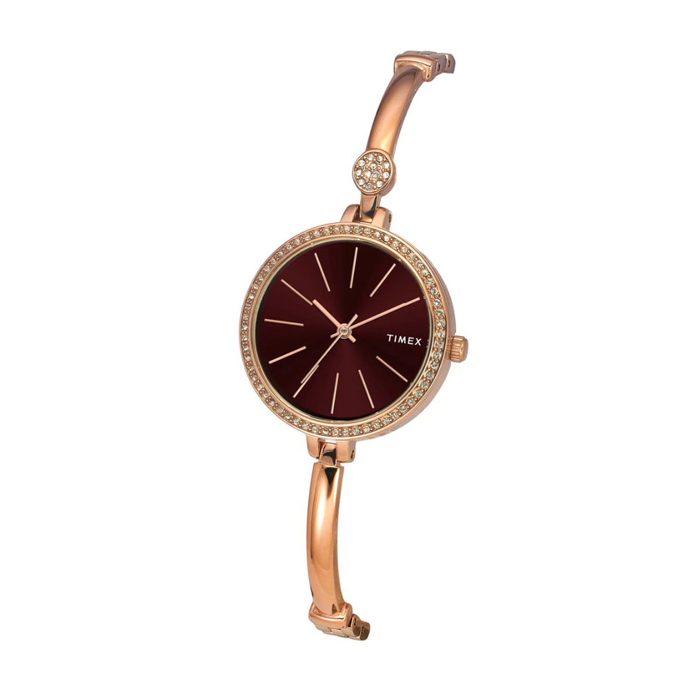 Timex Fria Women Brown Dial Round Analog Brass Dial Watch TWEL18403 - KRISHNA WATCH COMPANY