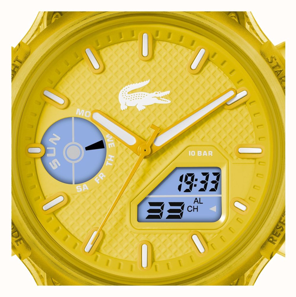 Lacoste LC33 Dual-Display Multifunction Yellow Silicone Strap 2011430 - KRISHNA WATCH COMPANY