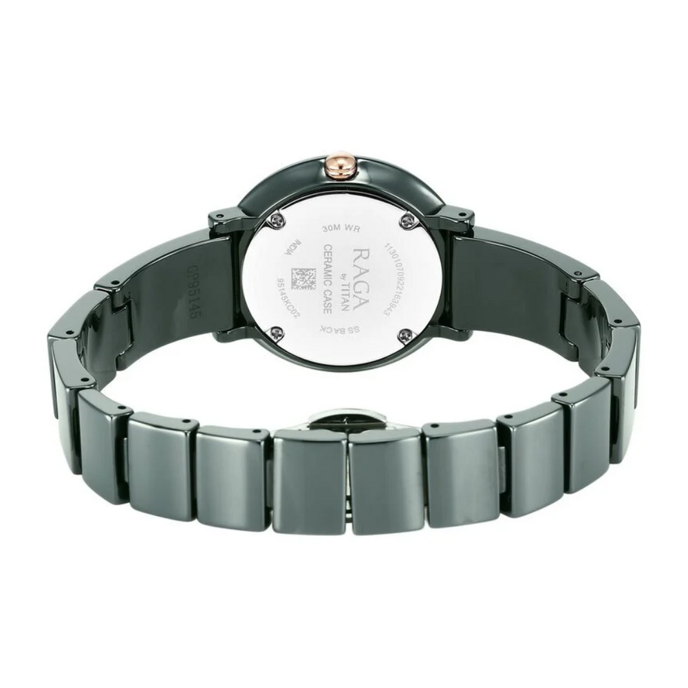 Titan Raga Ceramics Blue Dial Ceramic Strap Watch for Women 95145KC02 (DN411) - KRISHNA WATCH COMPANY