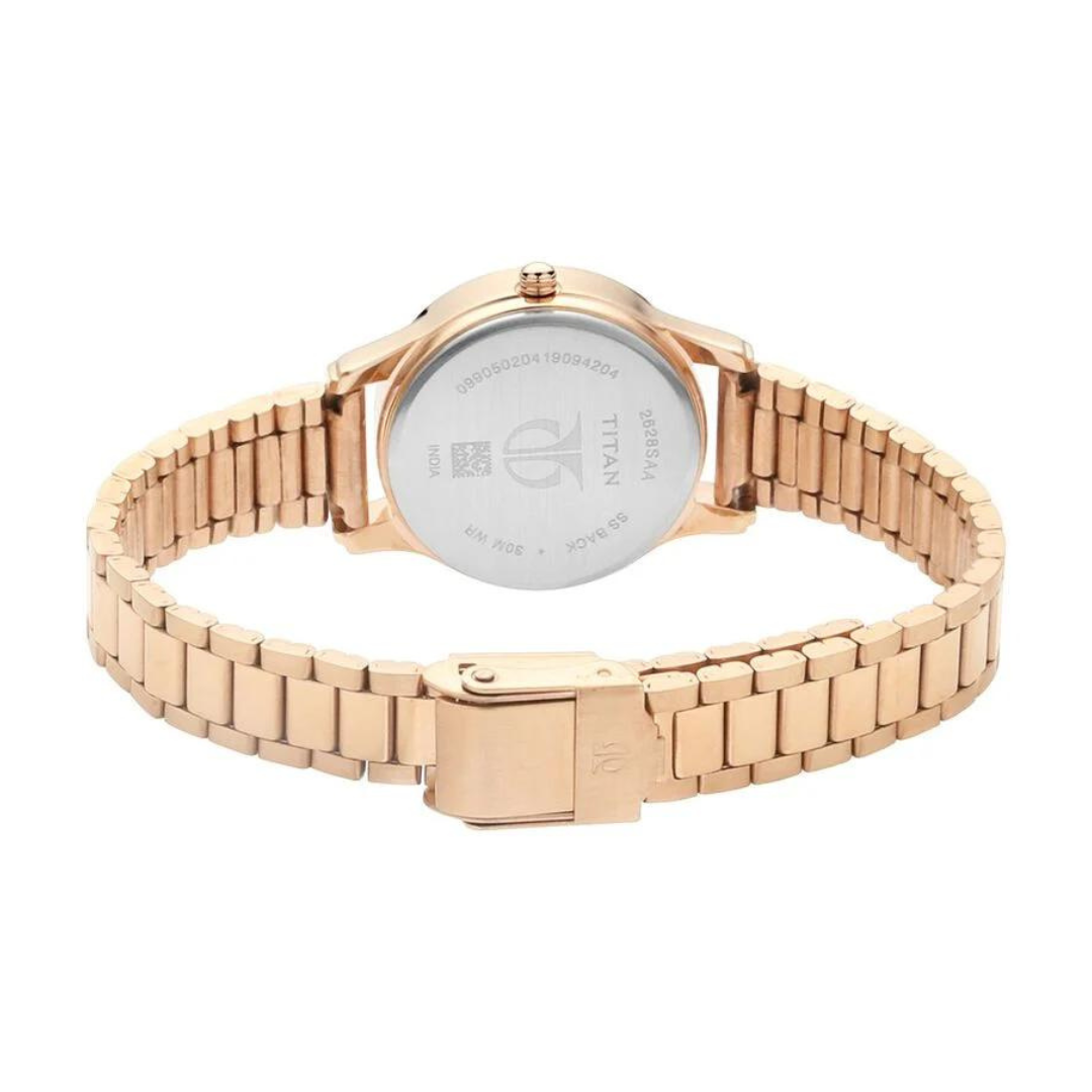 Titan Quartz Analog with Date Silver Dial Metal Strap Watch for Women - 2628WM01 - KRISHNA WATCH COMPANY