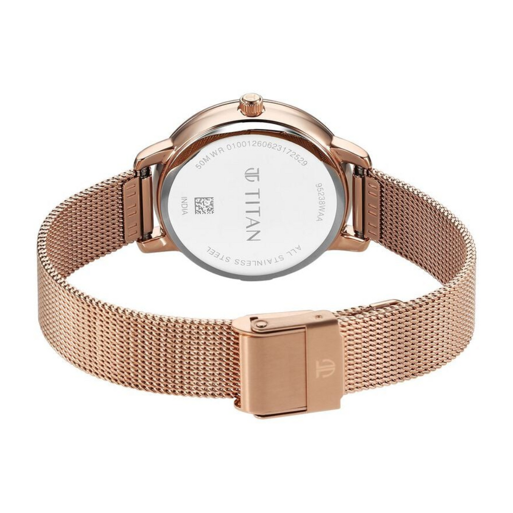 Titan Purple Style Up Quartz Analog Mother Of Pearl Dial Stainless Steel Strap Watch for Women 95238WM01 - KRISHNA WATCH COMPANY