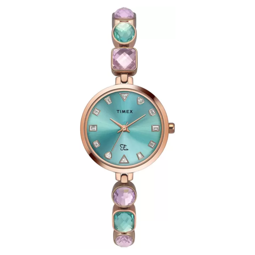 TIMEX FRIA WOMEN'S GREEN DIAL ROUND CASE 3 HANDS FUNCTION WATCH TWEL17300 - KRISHNA WATCH COMPANY