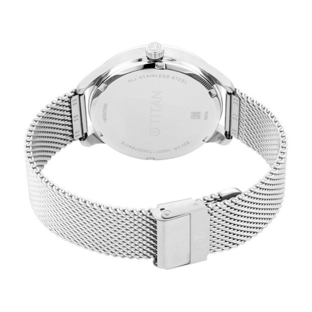 Titan Evoke Blue Dial Analog with Day and Date Watch for Men - 1833SM01 - KRISHNA WATCH COMPANY