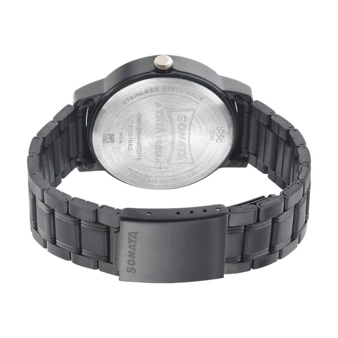 Beyond Gold Black Dial Metal Strap Watch NR77031KM03 - KRISHNA WATCH COMPANY
