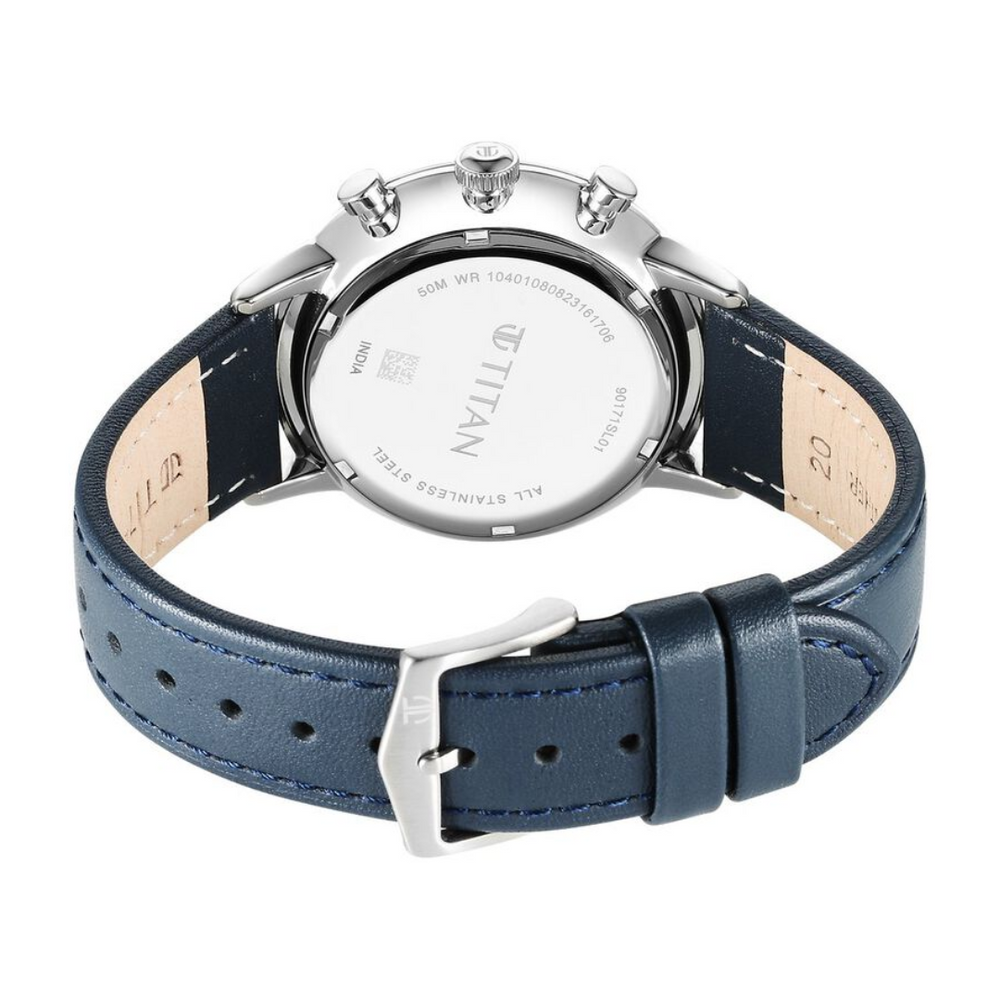 Titan Light Leathers Quartz Multifunction Black Dial Stainless Steel Strap Watch for Men - 90171SL01 - KRISHNA WATCH COMPANY