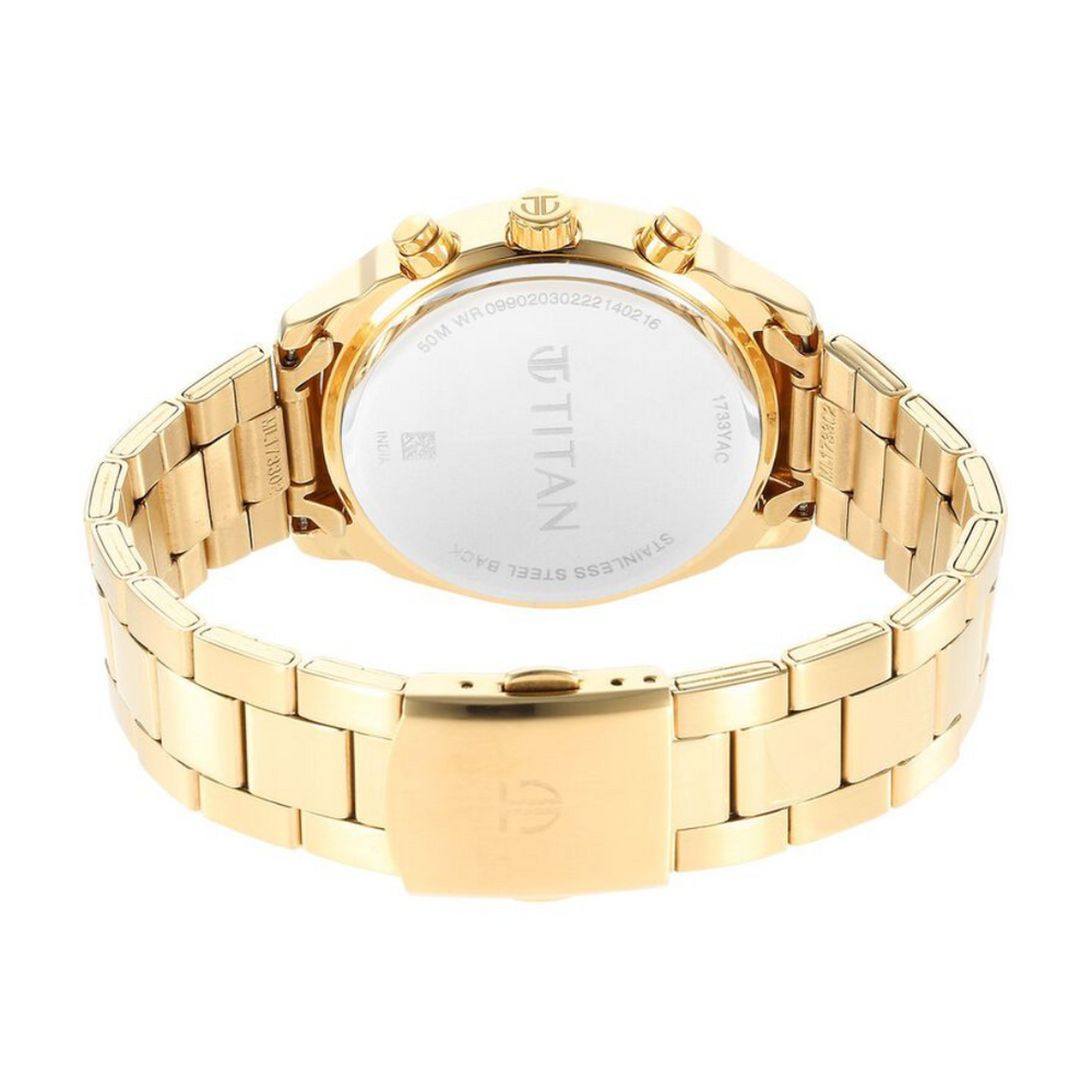 Titan Black and Gold Silver Dial Quartz watch for Men - 1733YM01 - KRISHNA WATCH COMPANY