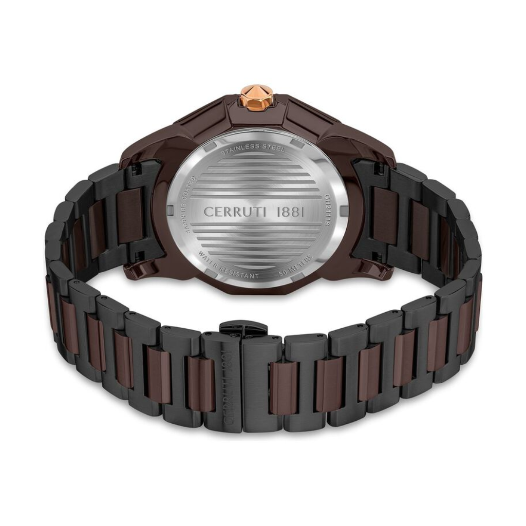 Cerruti 1881 Brown Dial Stainless Steel Strap Watch for Men CECIWGH2111804W - KRISHNA WATCH COMPANY