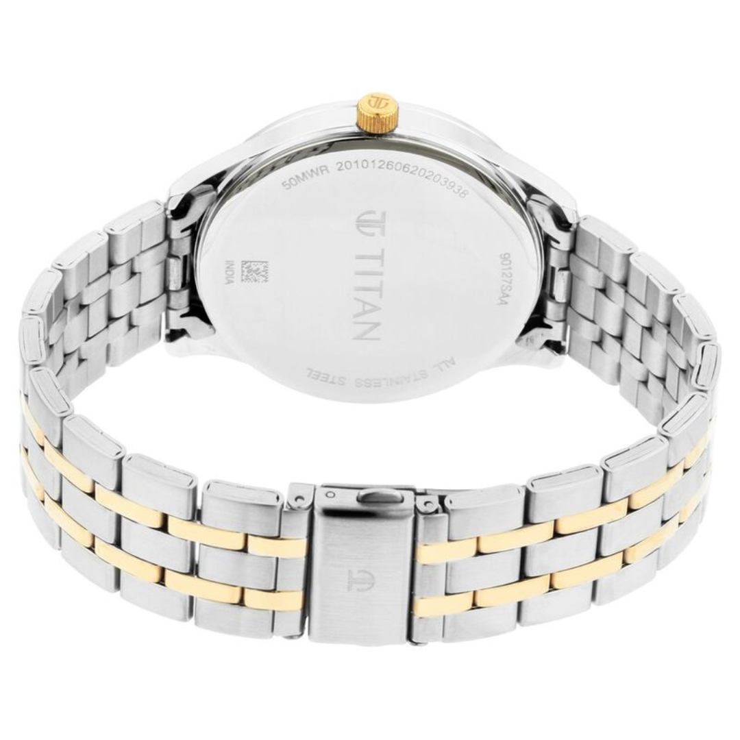 Titan Regalia Opulent White Dial Analog Watch for Men - 90127BM01 - KRISHNA WATCH COMPANY