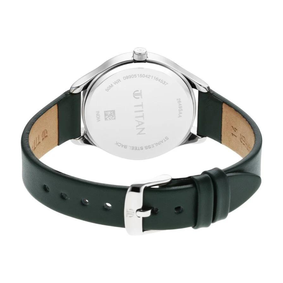 Titan Workwear Silver Dial Women Watch With Leather Strap 2649SL01 - KRISHNA WATCH COMPANY