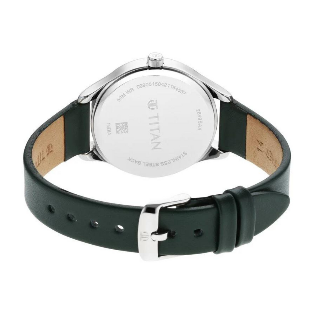 Titan Workwear Silver Dial Women Watch With Leather Strap 2649SL01 - KRISHNA WATCH COMPANY
