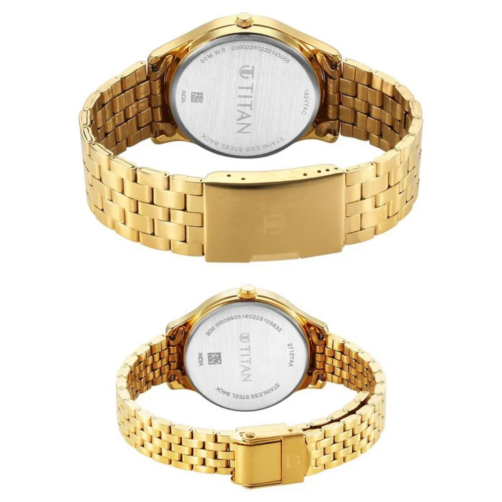 Titan Karishma Bandhan Black Dial Analog Stainless Steel Strap watch for Couple 18242712YM02P - KRISHNA WATCH COMPANY