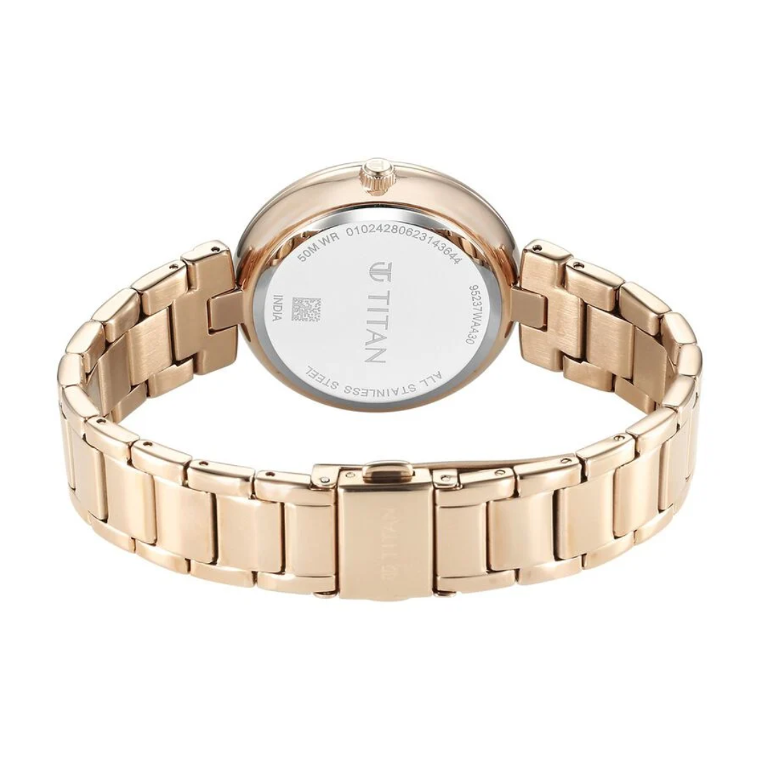 Titan Purple Style Up Quartz Analog Mother Of Pearl Dial Stainless Steel Strap Watch for Women 95237WM02 - KRISHNA WATCH COMPANY