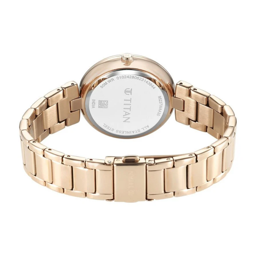Titan Purple Style Up Quartz Analog Mother Of Pearl Dial Stainless Steel Strap Watch for Women 95237WM02 - KRISHNA WATCH COMPANY