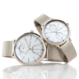 Titan Quartz Multifunction White Dial Watch for Couple - 9400394203WM01