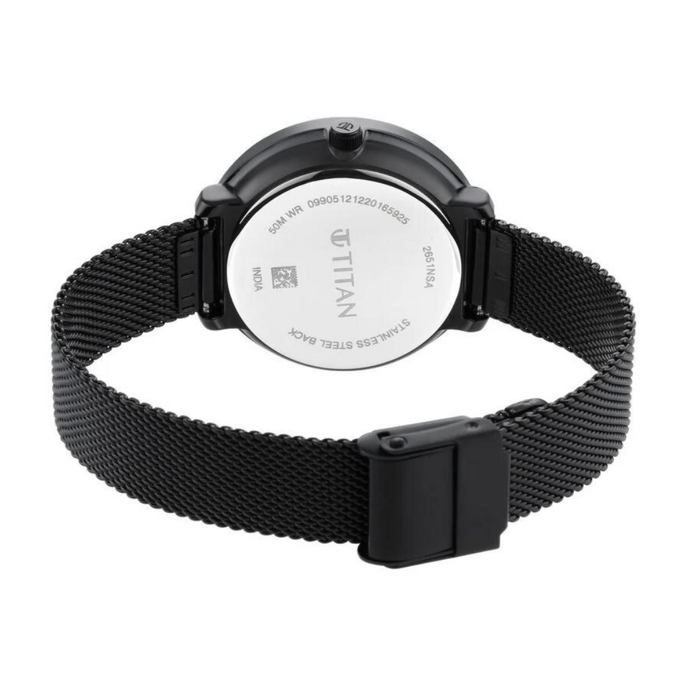 Titan Workwear Black Dial Women Watch With Stainless Steel Strap 2651NM01 - KRISHNA WATCH COMPANY