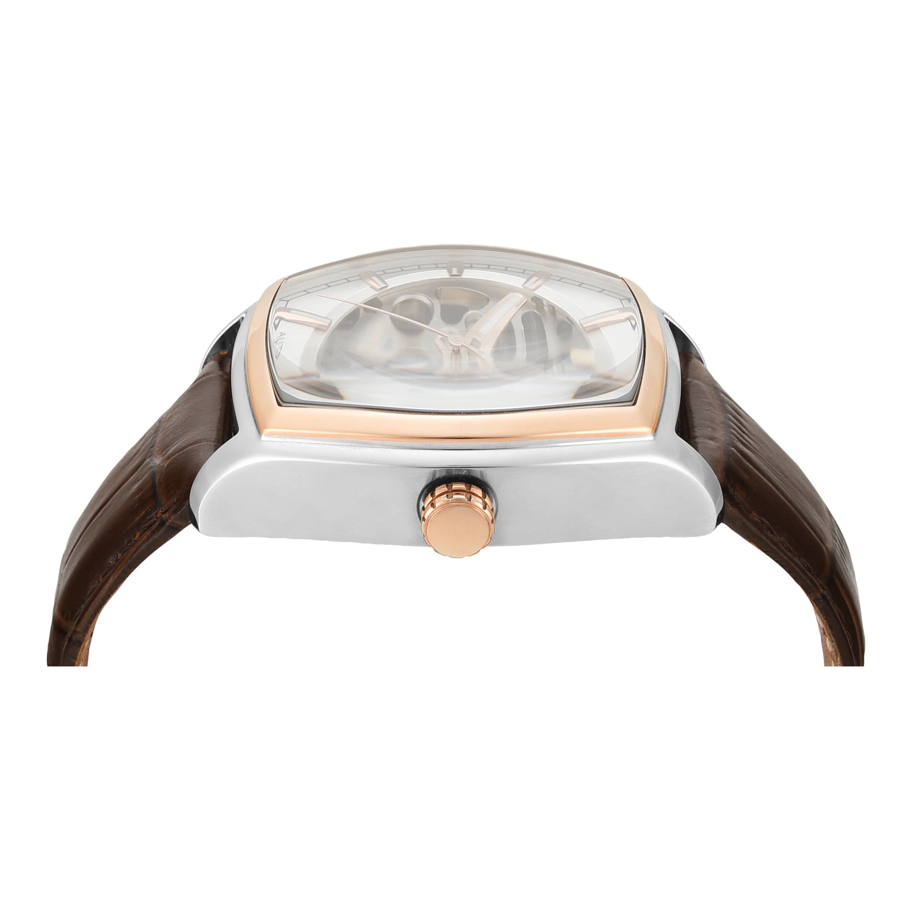 Timex Automatic Silver Tonneau Dial Croco Strap Men's Watch - TWEG25901 - KRISHNA WATCH COMPANY