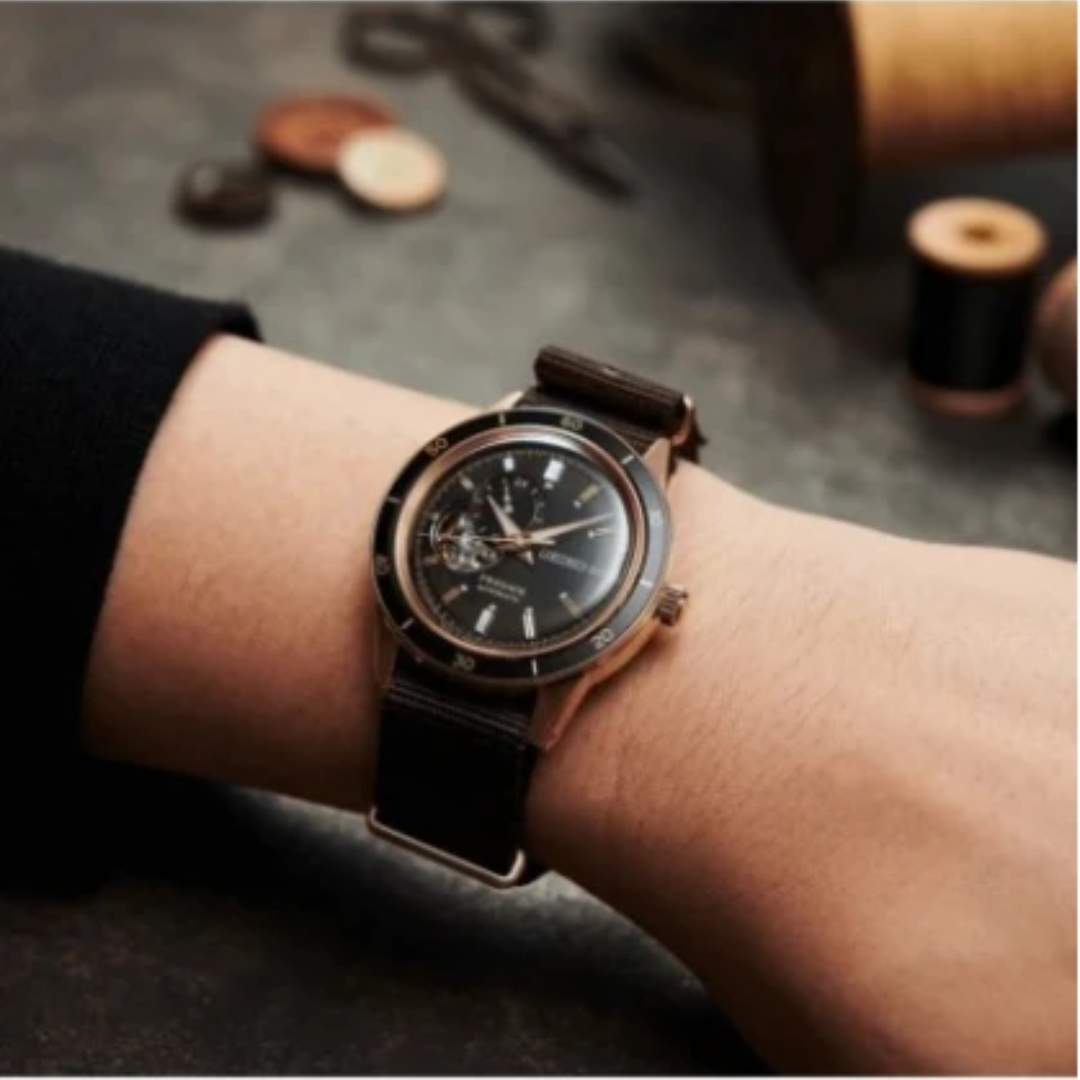 Seiko Presage Male Black Analog Leather Automatic Watch SSA426J1