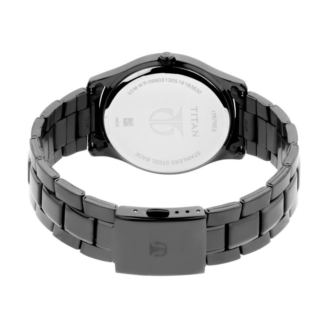 Titan Quartz Analog with Day and Date Black Dial Watch for Men - 1767NM01 - KRISHNA WATCH COMPANY