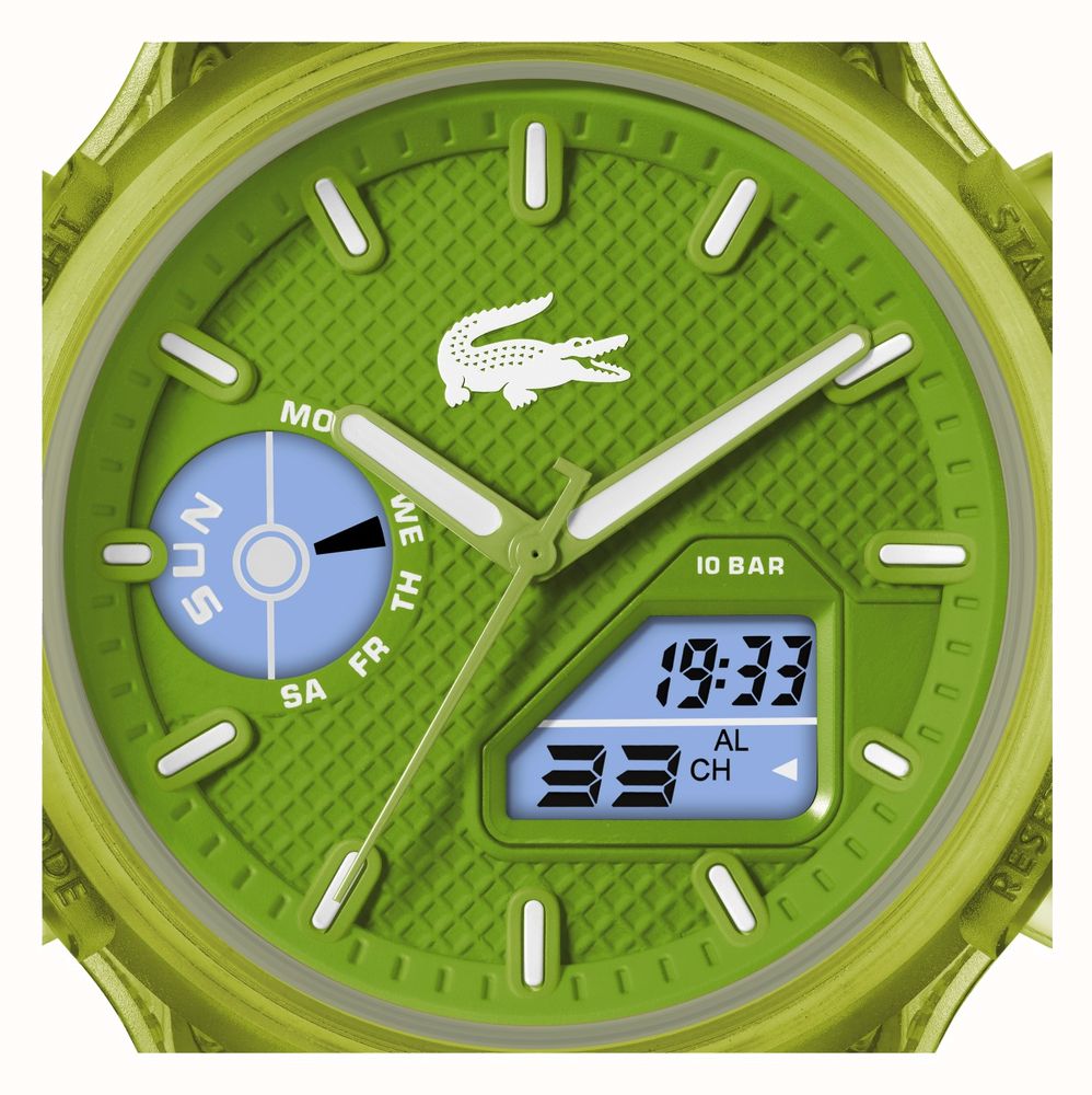Lacoste LC33 Dual-Display Multifunction Green Silicone Strap 2011432 - KRISHNA WATCH COMPANY