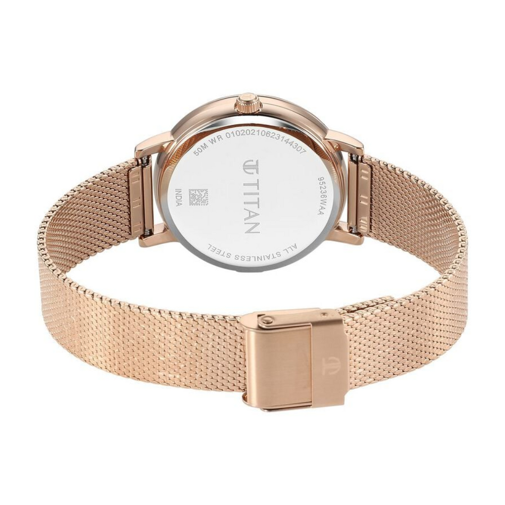 Titan Purple Style Up Quartz Analog Pink Dial Stainless Steel Strap Watch for Women 95236WM02 - KRISHNA WATCH COMPANY