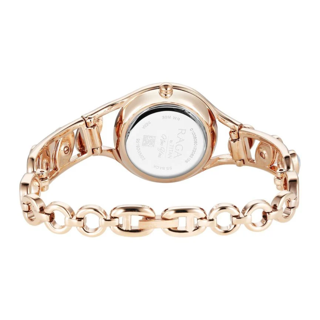 Titan Raga New You Quartz Analog Mother Of Pearl Dial Metal Strap Watch for Women 95190WM02 - KRISHNA WATCH COMPANY