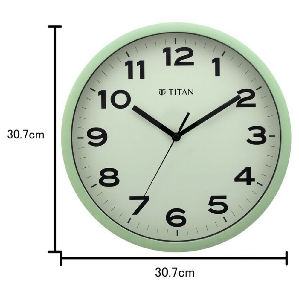 Contemporary Light Green Wall Clock with Silent Sweep Technology - 30 cm x 30 cm (Medium) W0044PA01A - KRISHNA WATCH COMPANY