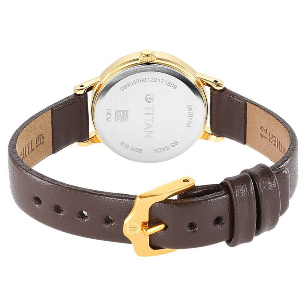 Titan Karishma Brown Dial Leather Strap Watch for Women 2678YL02 - KRISHNA WATCH COMPANY