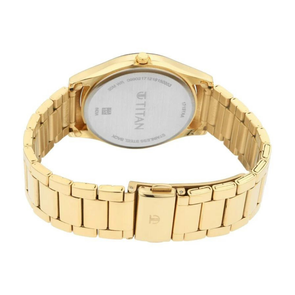 Titan Lagan Yellow Dial Analog Metal Strap Watch for Men - 1713YM06 - KRISHNA WATCH COMPANY