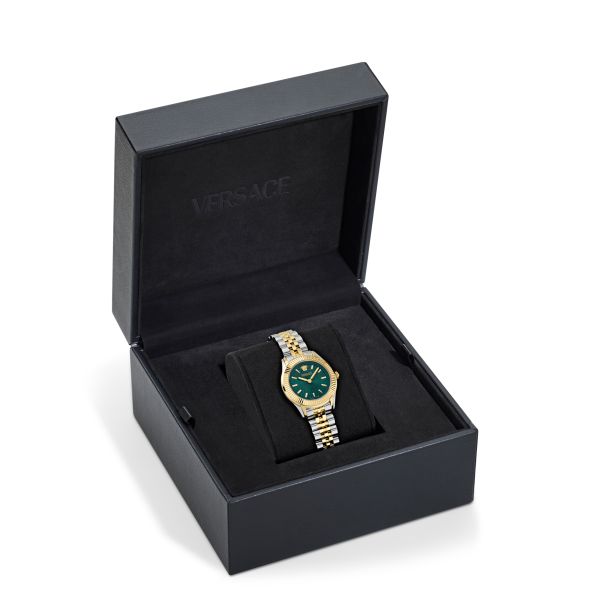 Versace Greca Time Petite Green Dial Two-Tone Stainless Steel Bracelet Watch 30mm - VE9CA0324 - KRISHNA WATCH COMPANY